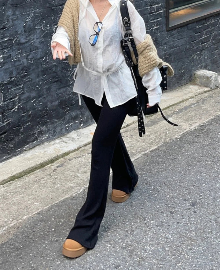 2025 Chic White Belted Shirt – Slimming Waist Tie & French Style for Spring - VeauBeauty