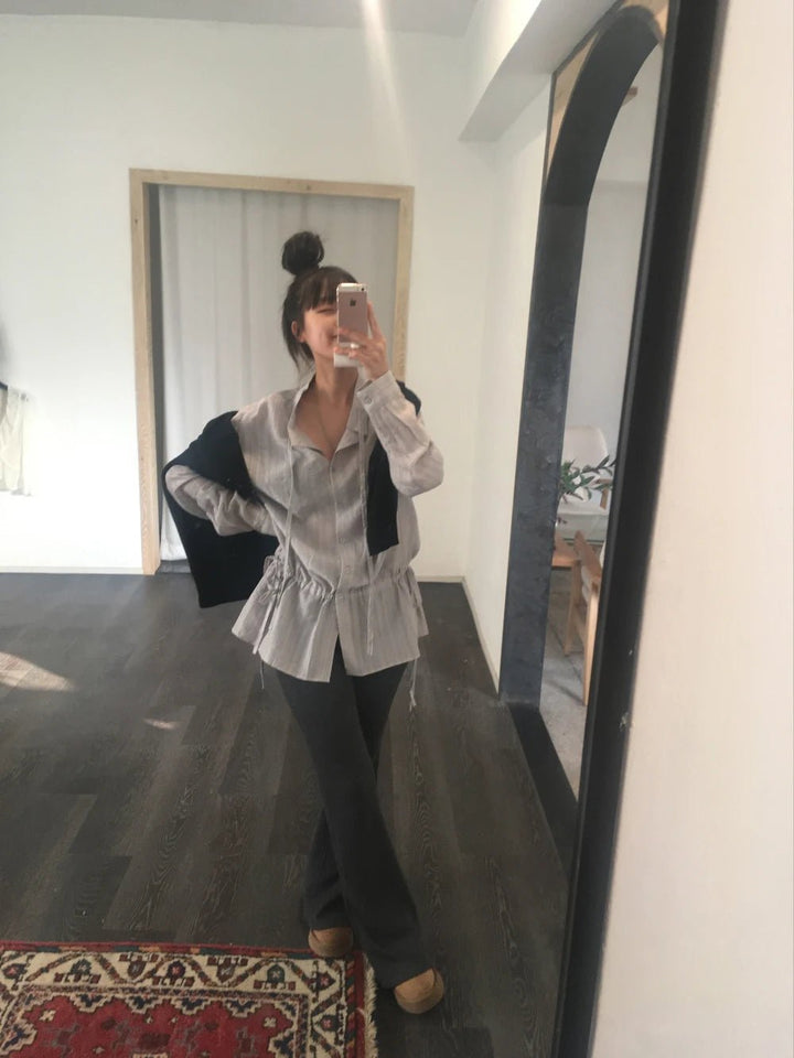 2025 Chic White Belted Shirt – Slimming Waist Tie & French Style for Spring - VeauBeauty