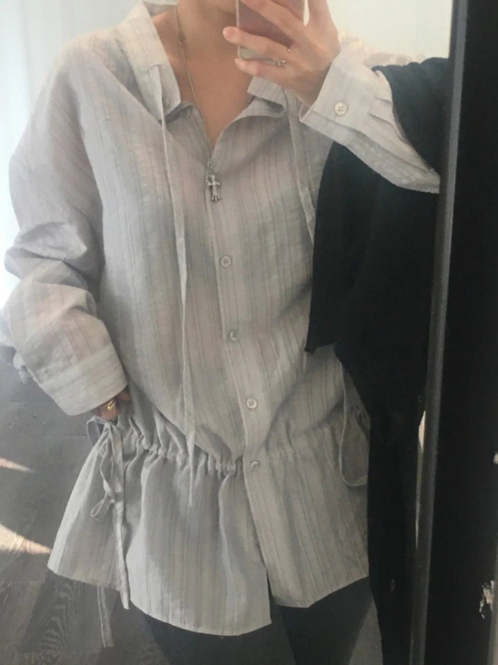 2025 Chic White Belted Shirt – Slimming Waist Tie & French Style for Spring - VeauBeauty