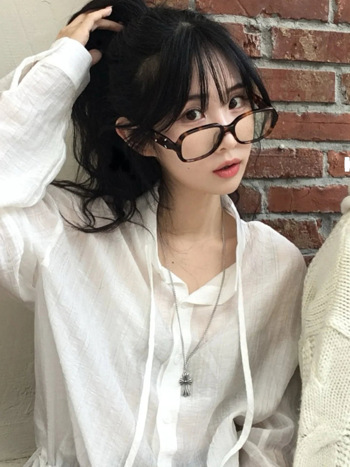 2025 Chic White Belted Shirt – Slimming Waist Tie & French Style for Spring - VeauBeauty