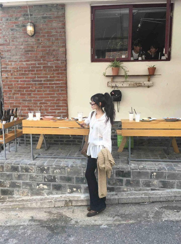2025 Chic White Belted Shirt – Slimming Waist Tie & French Style for Spring - VeauBeauty