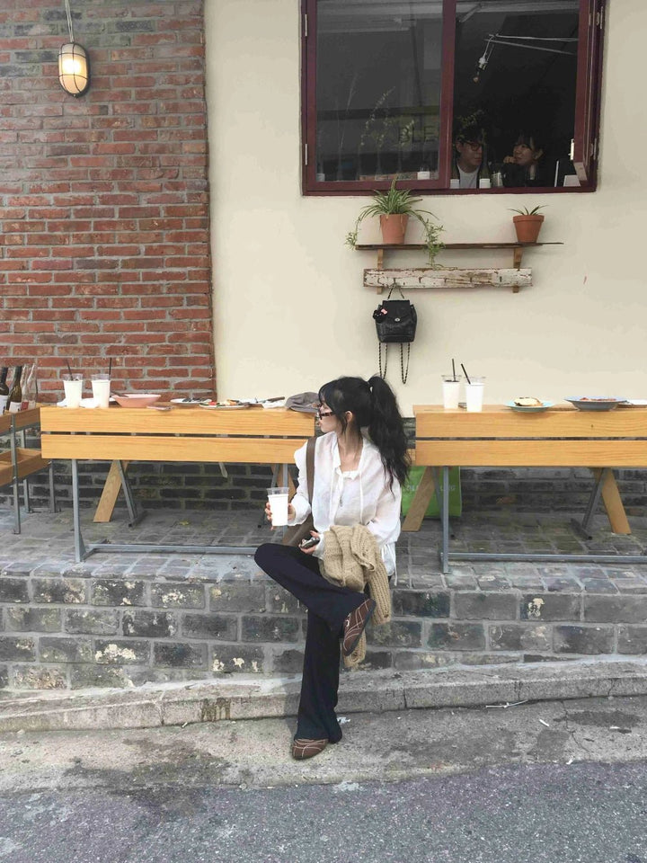 2025 Chic White Belted Shirt – Slimming Waist Tie & French Style for Spring - VeauBeauty