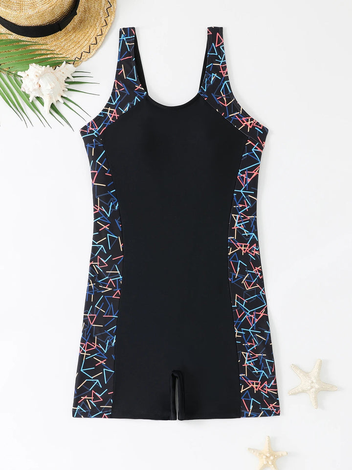 2025 Moire Print One - Piece Swimsuit – Vest Style Slim Fit Swimwear for Women - VeauBeauty