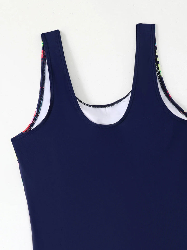 2025 Moire Print One - Piece Swimsuit – Vest Style Slim Fit Swimwear for Women - VeauBeauty