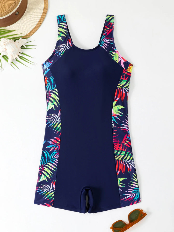 2025 Moire Print One - Piece Swimsuit – Vest Style Slim Fit Swimwear for Women - VeauBeauty