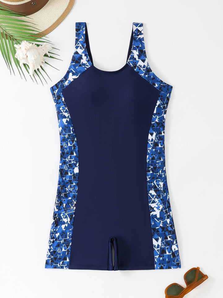 2025 Moire Print One - Piece Swimsuit – Vest Style Slim Fit Swimwear for Women - VeauBeauty