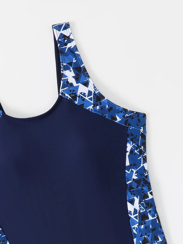 2025 Moire Print One - Piece Swimsuit – Vest Style Slim Fit Swimwear for Women - VeauBeauty