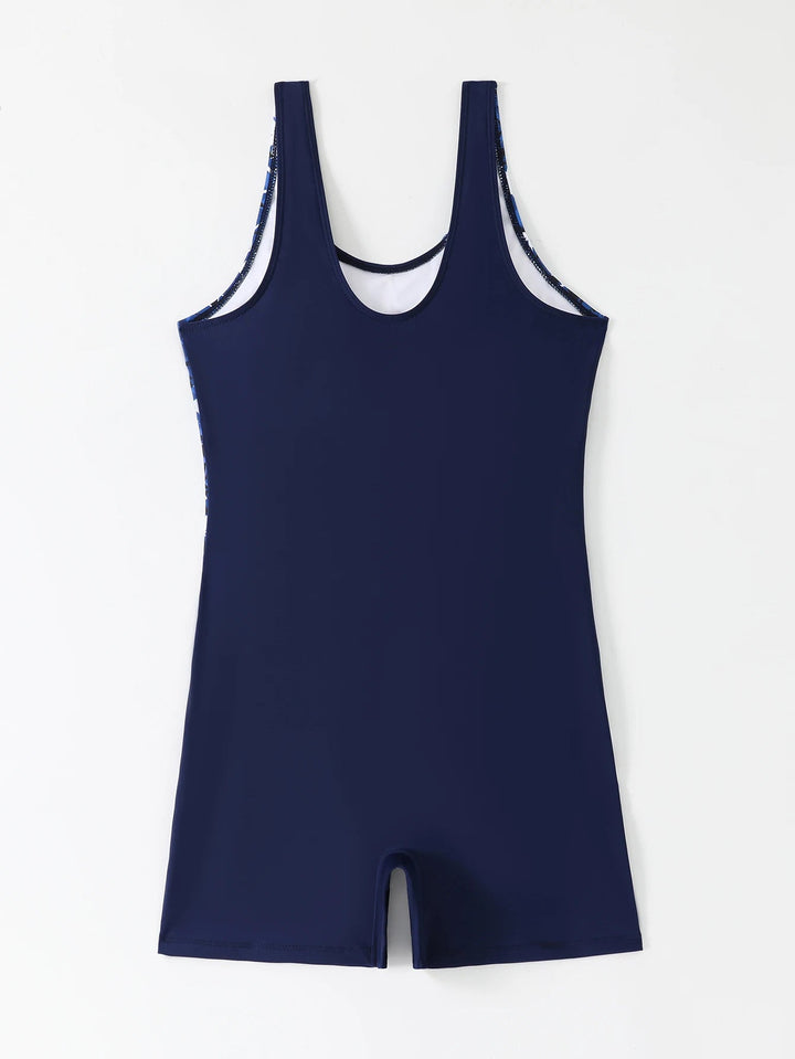 2025 Moire Print One - Piece Swimsuit – Vest Style Slim Fit Swimwear for Women - VeauBeauty