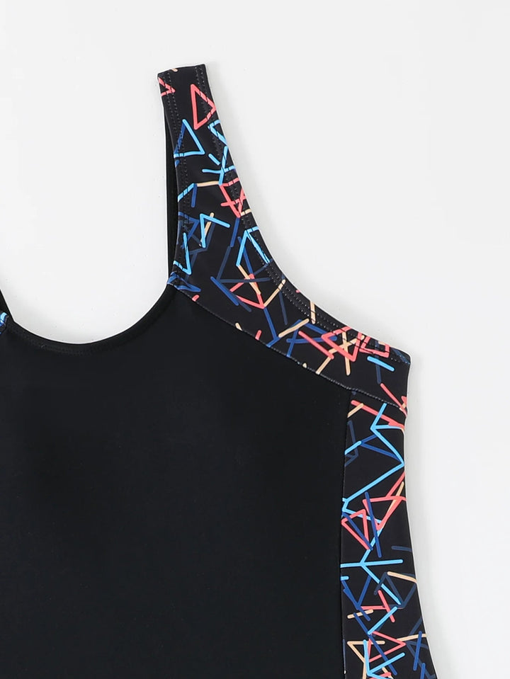 2025 Moire Print One - Piece Swimsuit – Vest Style Slim Fit Swimwear for Women - VeauBeauty