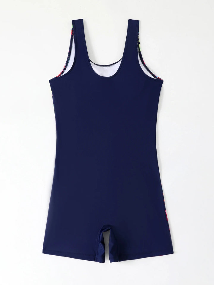 2025 Moire Print One - Piece Swimsuit – Vest Style Slim Fit Swimwear for Women - VeauBeauty