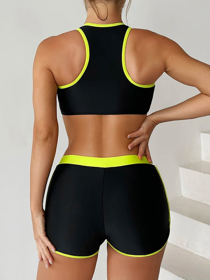 2025 Patchwork Two - Piece Bikini Set – Nylon Spandex Colorblock Swimwear for Women - VeauBeauty
