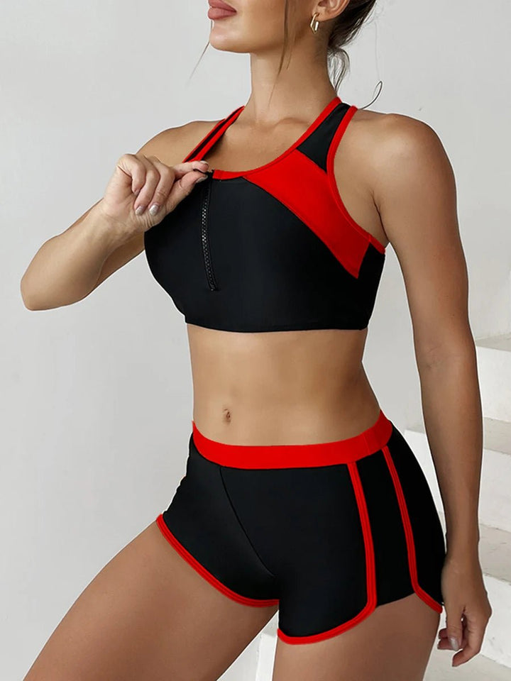 2025 Patchwork Two - Piece Bikini Set – Nylon Spandex Colorblock Swimwear for Women - VeauBeauty