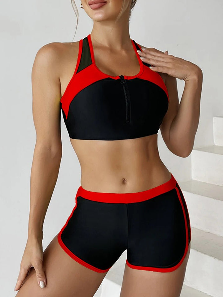 2025 Patchwork Two - Piece Bikini Set – Nylon Spandex Colorblock Swimwear for Women - VeauBeauty