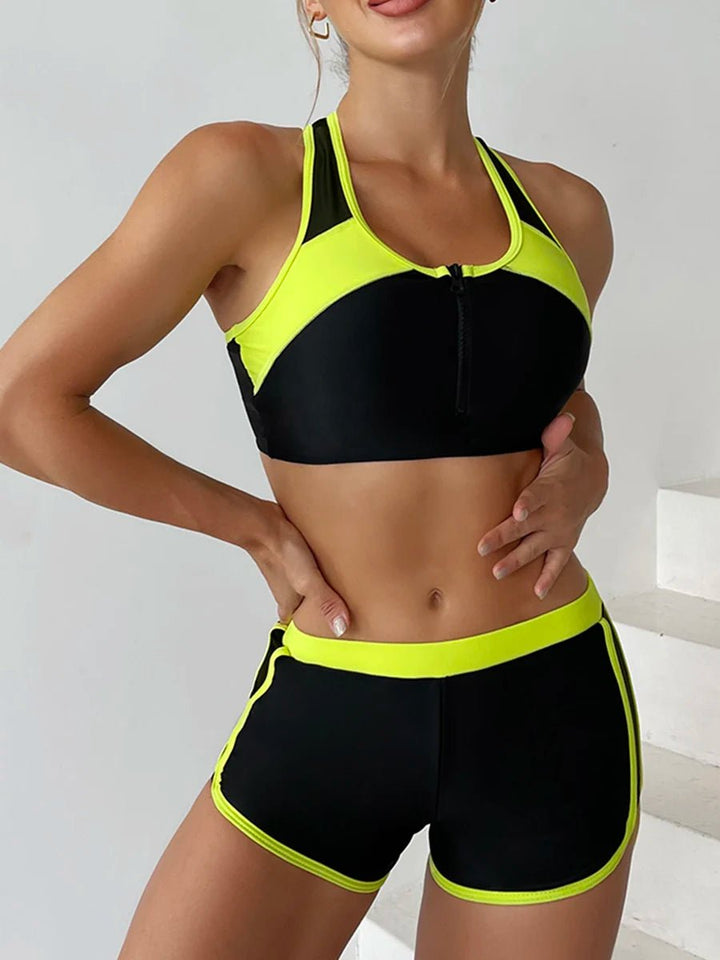 2025 Patchwork Two - Piece Bikini Set – Nylon Spandex Colorblock Swimwear for Women - VeauBeauty