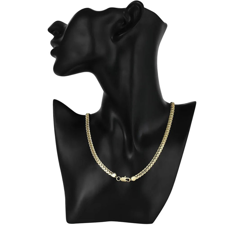925 Sterling Silver 18K Gold 6MM Chain Necklace and Bracelet Set – Classic Wedding Party Jewelry Gifts - VeauBeauty