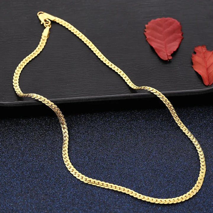 925 Sterling Silver 18K Gold 6MM Chain Necklace and Bracelet Set – Classic Wedding Party Jewelry Gifts - VeauBeauty