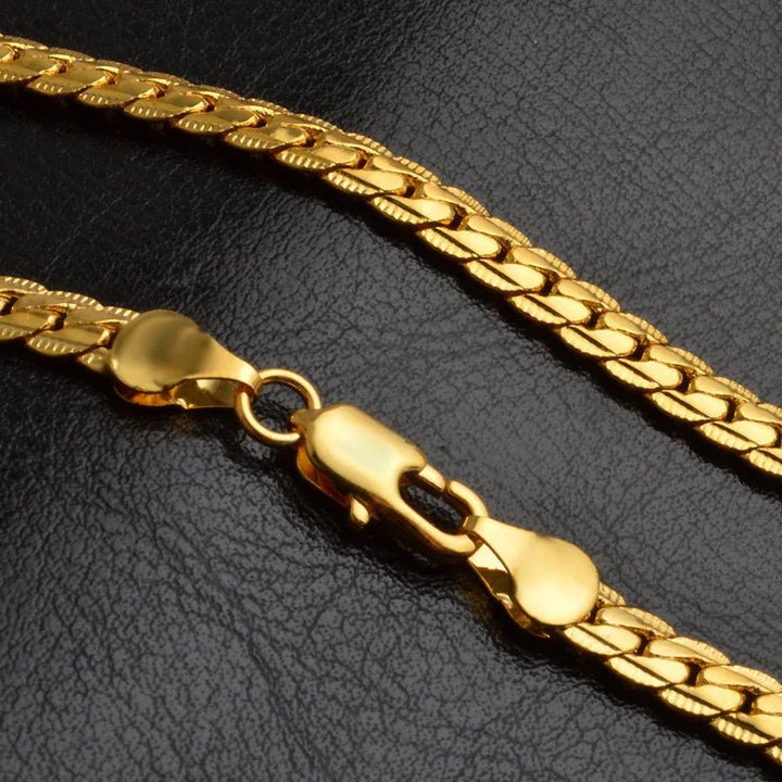 925 Sterling Silver 18K Gold 6MM Chain Necklace and Bracelet Set – Classic Wedding Party Jewelry Gifts - VeauBeauty