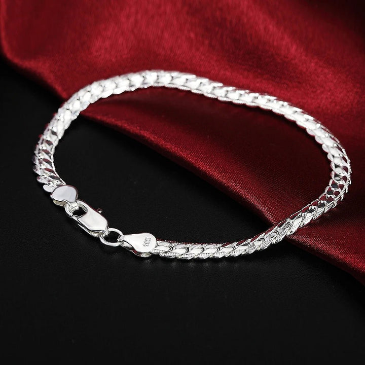 925 Sterling Silver 18K Gold 6MM Chain Necklace and Bracelet Set – Classic Wedding Party Jewelry Gifts - VeauBeauty