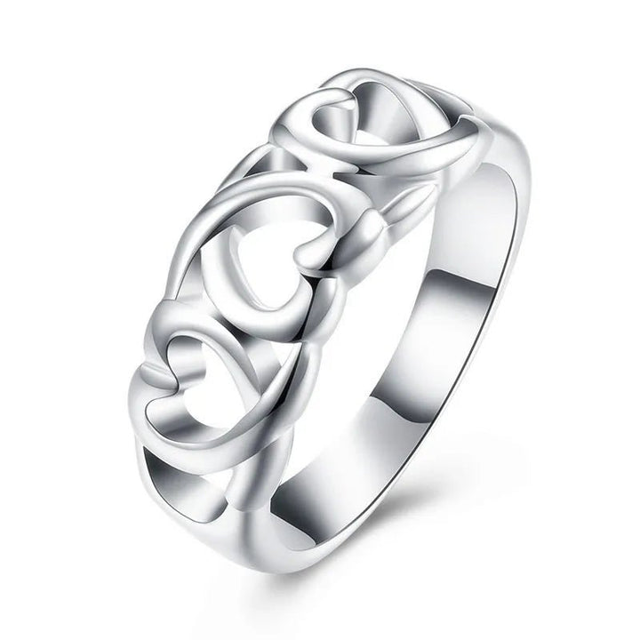 925 Sterling Silver 4 - Piece Heart Ring Set – Boho Knuckle Wedding Jewelry for Women - VeauBeauty