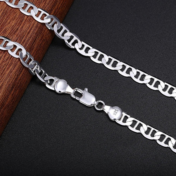 925 Sterling Silver 6MM Figaro Chain Necklace – Unisex Luxury Wedding Jewelry - VeauBeauty