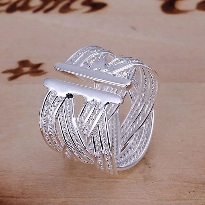 925 Sterling Silver Adjustable Open Ring – Bridal Wedding Engagement Jewelry - VeauBeauty