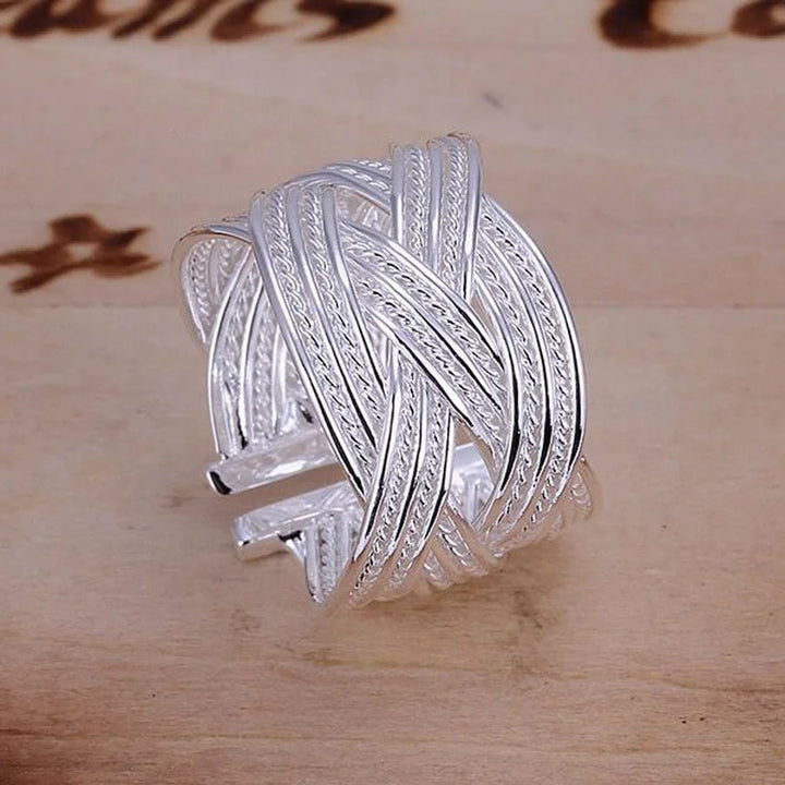 925 Sterling Silver Adjustable Open Ring – Bridal Wedding Engagement Jewelry - VeauBeauty
