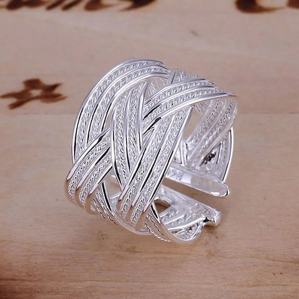 925 Sterling Silver Adjustable Open Ring – Bridal Wedding Engagement Jewelry - VeauBeauty