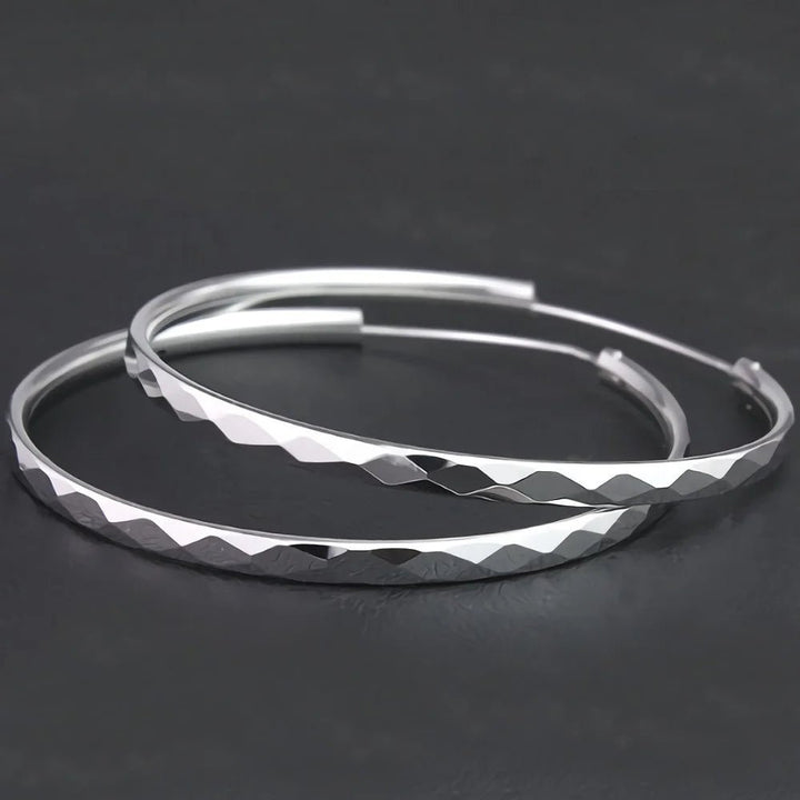 925 Sterling Silver Big Hoop Earrings – 5CM Luxury Circle Design for Women - VeauBeauty