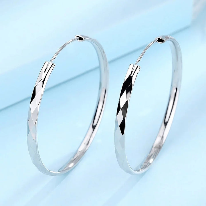 925 Sterling Silver Big Hoop Earrings – 5CM Luxury Circle Design for Women - VeauBeauty