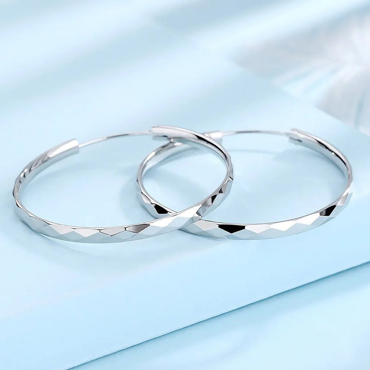 925 Sterling Silver Big Hoop Earrings – 5CM Luxury Circle Design for Women - VeauBeauty