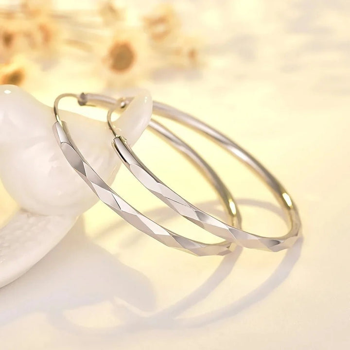 925 Sterling Silver Big Hoop Earrings – 5CM Luxury Circle Design for Women - VeauBeauty