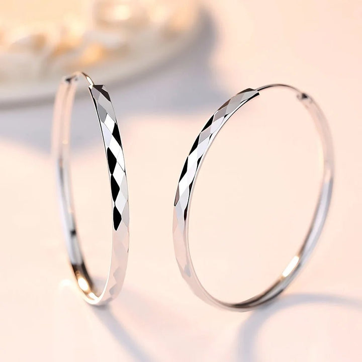 925 Sterling Silver Big Hoop Earrings – 5CM Luxury Circle Design for Women - VeauBeauty