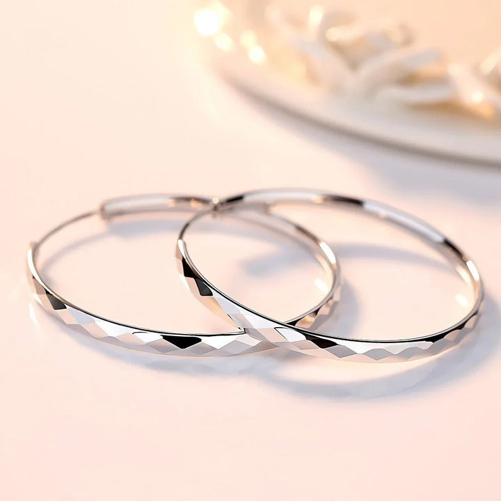 925 Sterling Silver Big Hoop Earrings – 5CM Luxury Circle Design for Women - VeauBeauty
