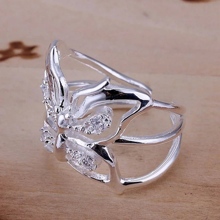 925 Sterling Silver Crystal Ring – Elegant Wedding & Christmas Gift Jewelry for Women - VeauBeauty