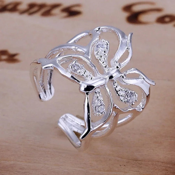 925 Sterling Silver Crystal Ring – Elegant Wedding & Christmas Gift Jewelry for Women - VeauBeauty