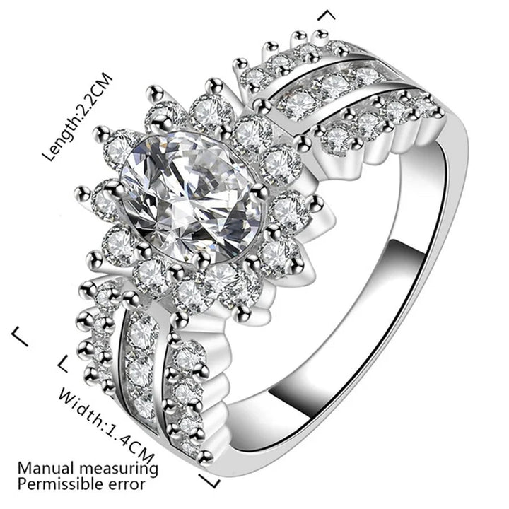 925 Sterling Silver Crystal Ring – Noble Wedding Charm Jewelry for Women - VeauBeauty