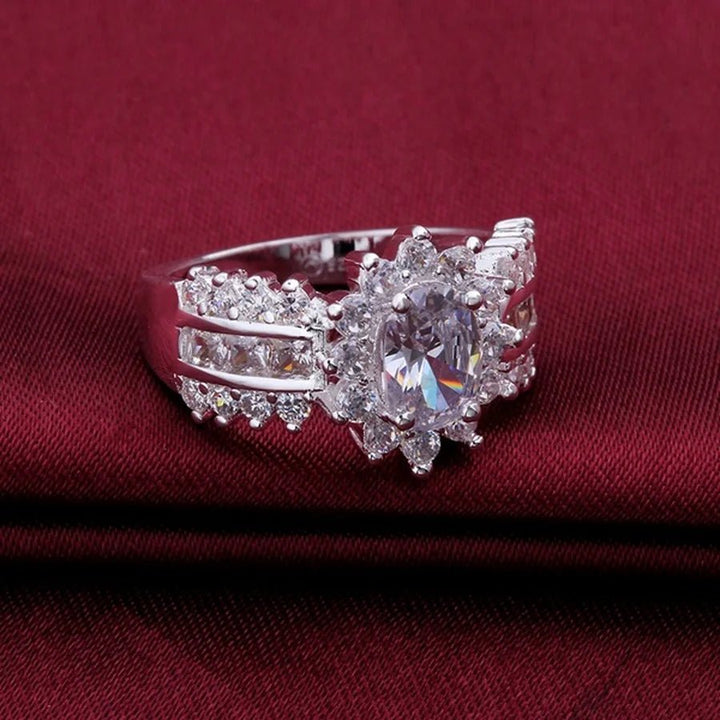 925 Sterling Silver Crystal Ring – Noble Wedding Charm Jewelry for Women - VeauBeauty