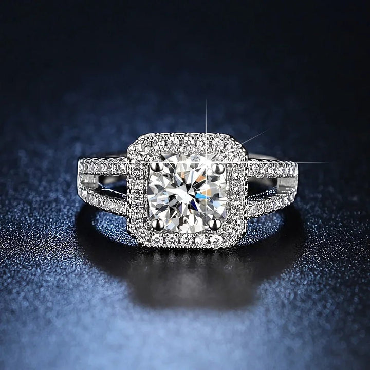 925 Sterling Silver Crystal Square Ring for Women – Party Wedding Jewelry - VeauBeauty