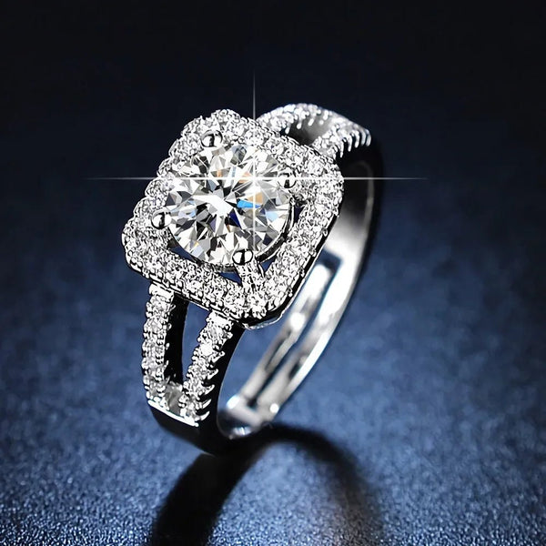 925 Sterling Silver Crystal Square Ring for Women – Party Wedding Jewelry - VeauBeauty