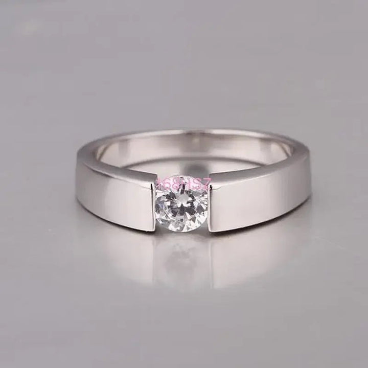 925 Sterling Silver Crystal Star Ring – Unisex Wedding Party Jewelry Gift - VeauBeauty