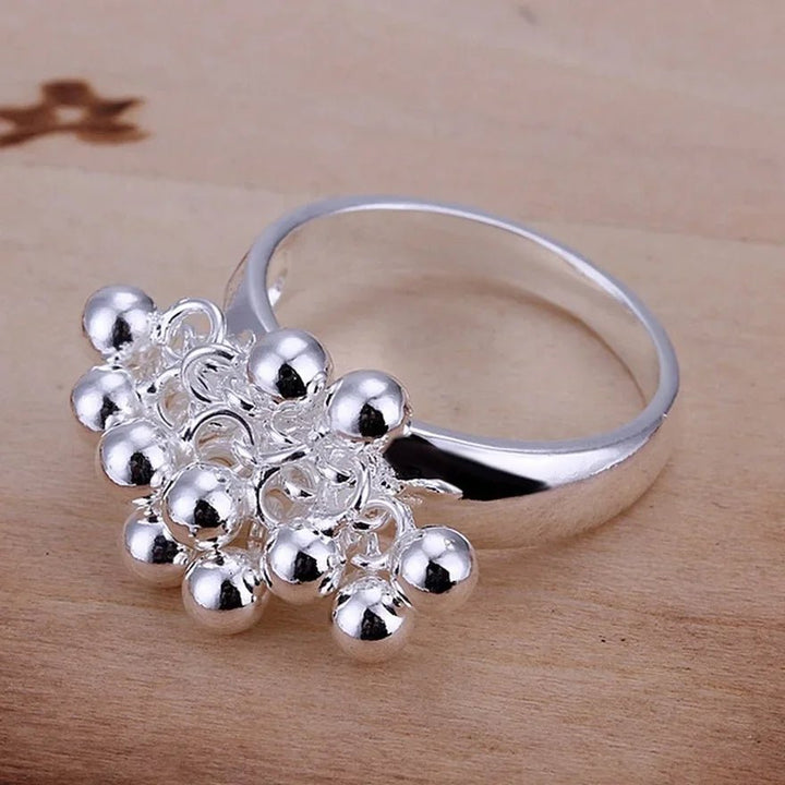 925 Sterling Silver Grape Cluster Ring – Cute Romantic Party Jewelry for Women - VeauBeauty