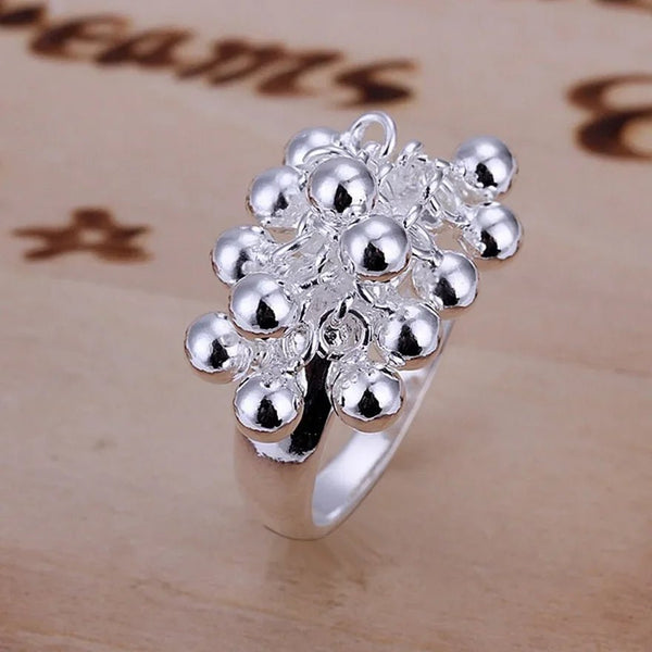 925 Sterling Silver Grape Cluster Ring – Cute Romantic Party Jewelry for Women - VeauBeauty