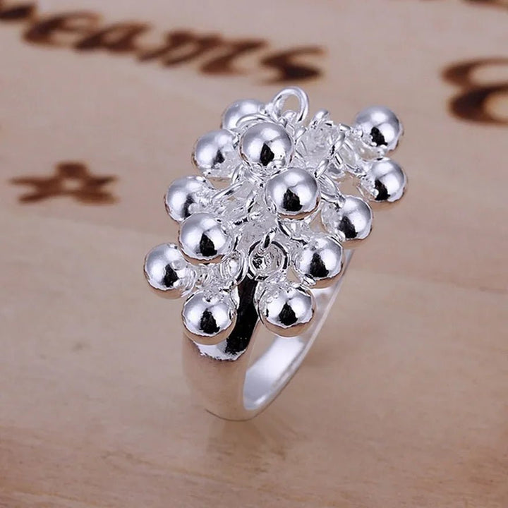 925 Sterling Silver Grape Cluster Ring – Cute Romantic Party Jewelry for Women - VeauBeauty
