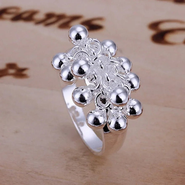 925 Sterling Silver Grape Cluster Ring – Cute Romantic Party Jewelry for Women - VeauBeauty