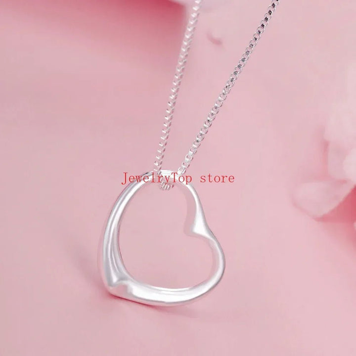 925 Sterling Silver Heart Necklace & Bracelet Set – Romantic Jewelry for Women - VeauBeauty