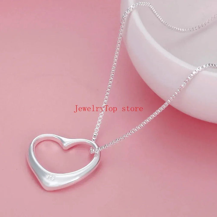 925 Sterling Silver Heart Necklace & Bracelet Set – Romantic Jewelry for Women - VeauBeauty