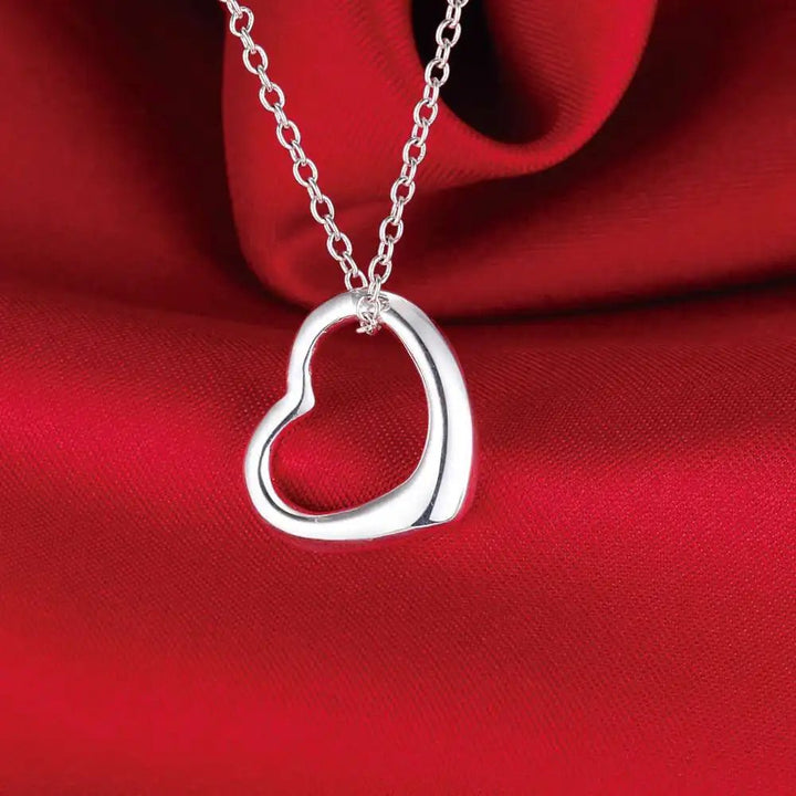 925 Sterling Silver Heart Necklace & Bracelet Set – Romantic Jewelry for Women - VeauBeauty