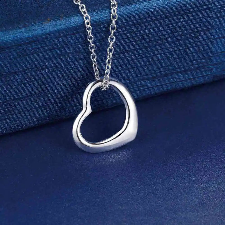 925 Sterling Silver Heart Necklace & Bracelet Set – Romantic Jewelry for Women - VeauBeauty