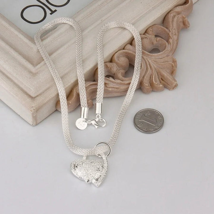 925 Sterling Silver Heart Necklace – Elegant Love Pendant Jewelry for Women 18 Inches - VeauBeauty
