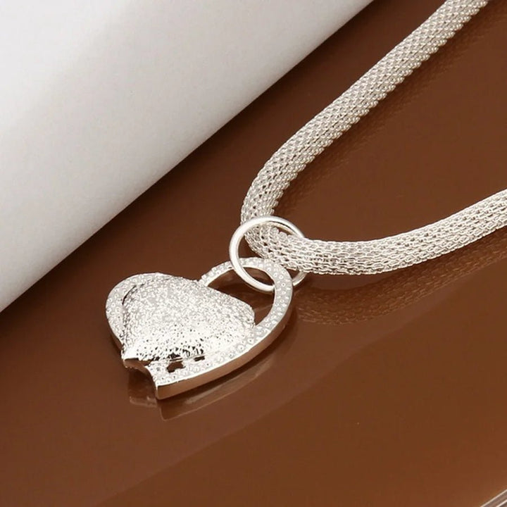 925 Sterling Silver Heart Necklace – Elegant Love Pendant Jewelry for Women 18 Inches - VeauBeauty
